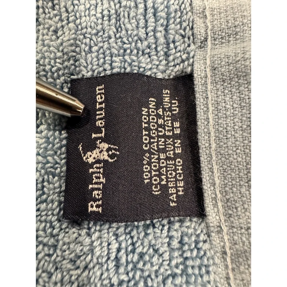 Ralph Lauren 3pc Towel Set Blue White‎ Cotton Quilted Diamond Made in USA Luxury
